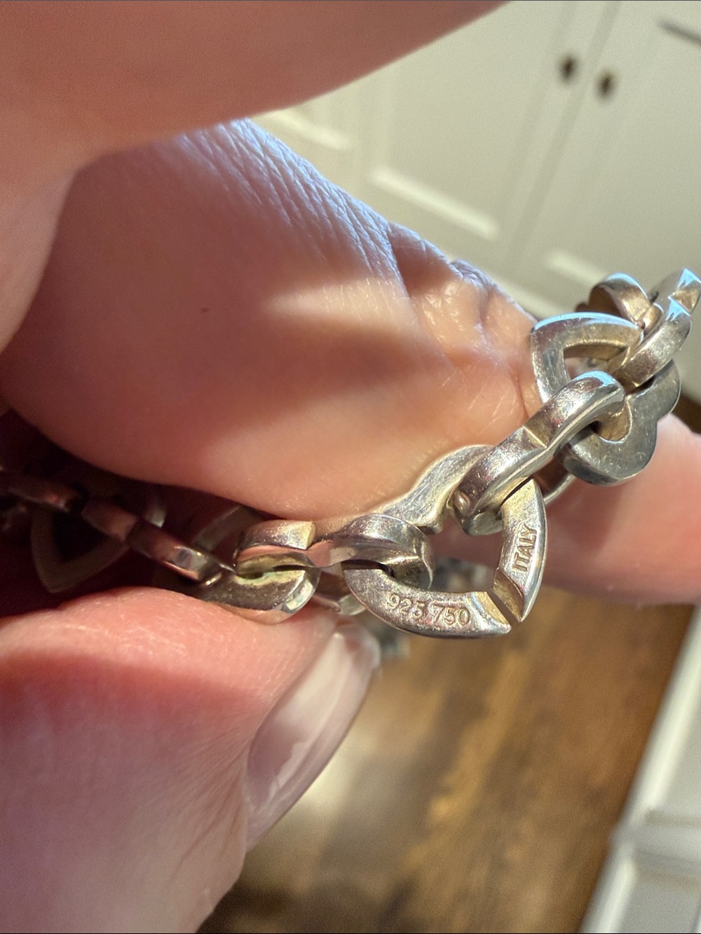Tiffany & Co. Sterling Silver & 14k Gold Heart Link Necklace - Picture 4 of 5